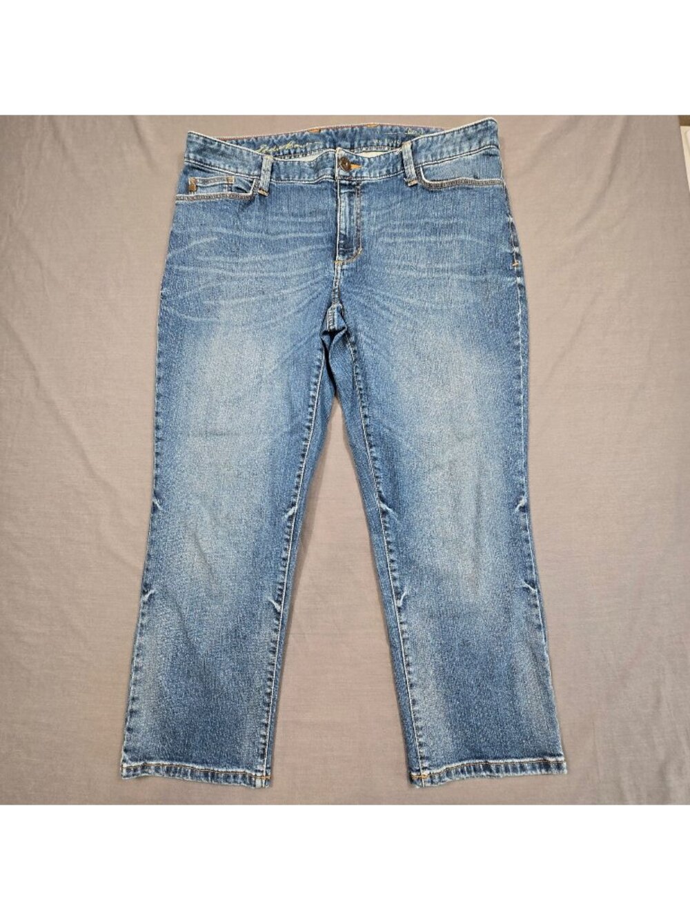 Eddie Bauer 16T Womens Capris Jeans Medium Wash Denim Straight Leg Stretch